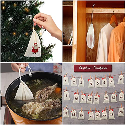 NJ OVERSEAS Cotton Drawstring Muslin Bag Coin Pouch Herb Bag Pouch For Wedding Party Jewellery Bag Gift Wrap Pack Bag Party Gift Packing Surprise Gift Pack (4.5X4.5) Inches):12 Pc,Off White - Image 4
