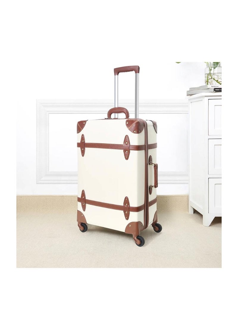 Generic - Vintage Luggage  Carry on Suitcase with Handbag, Contrasting Color Design (14 & 20) Inch. - Image 1
