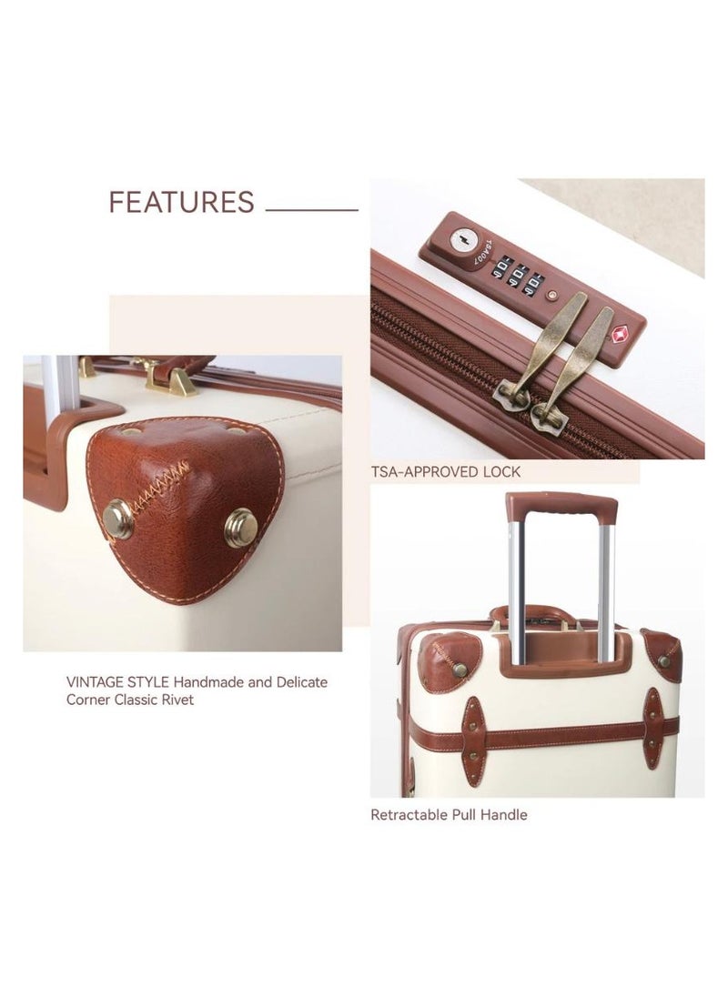 Generic - Vintage Luggage  Carry on Suitcase with Handbag, Contrasting Color Design (14 & 20) Inch. - Image 1