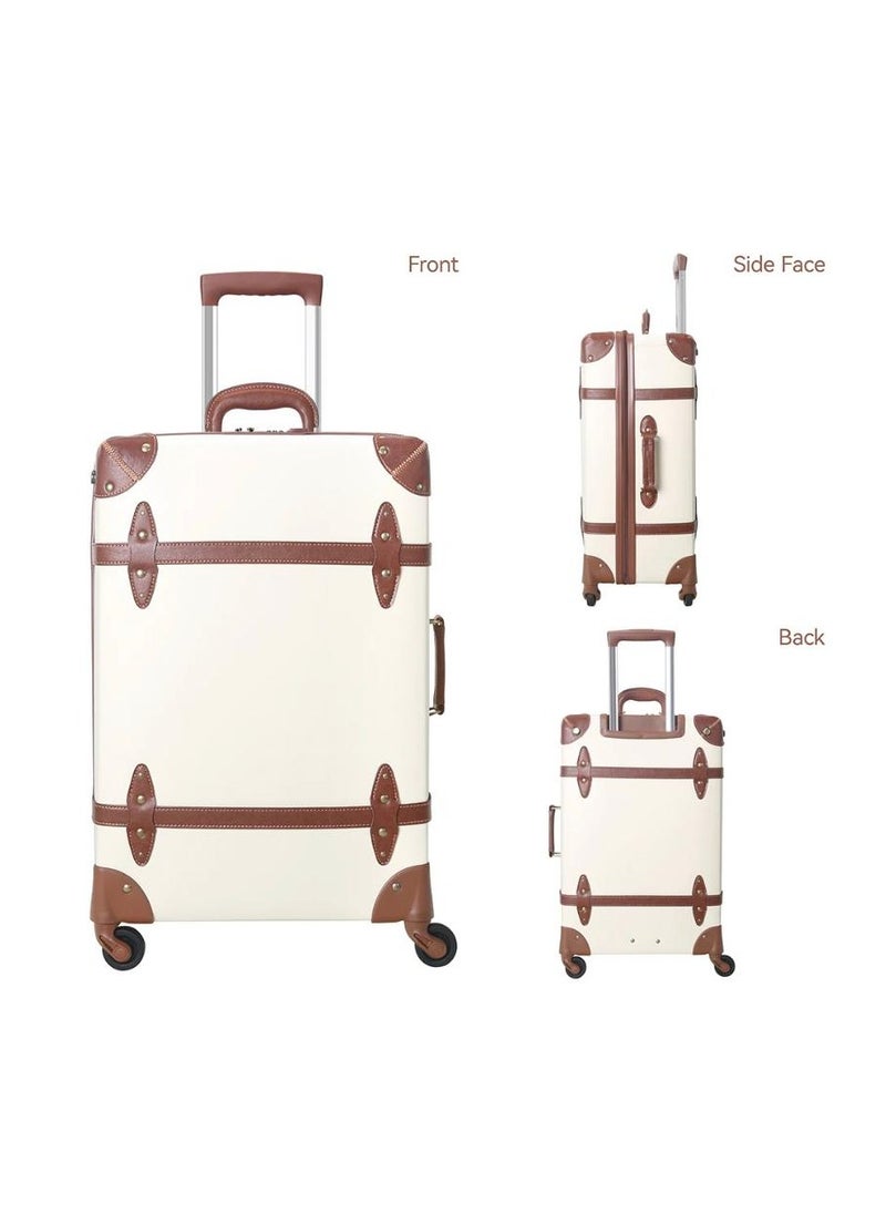 Generic - Vintage Luggage  Carry on Suitcase with Handbag, Contrasting Color Design (14 & 20) Inch. - Image 1