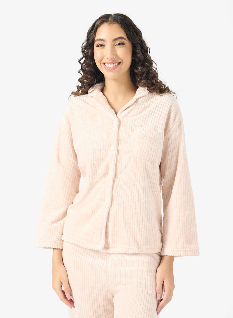 جينجر طقم بيجامة مريح من المخمل المضلع - Image 3