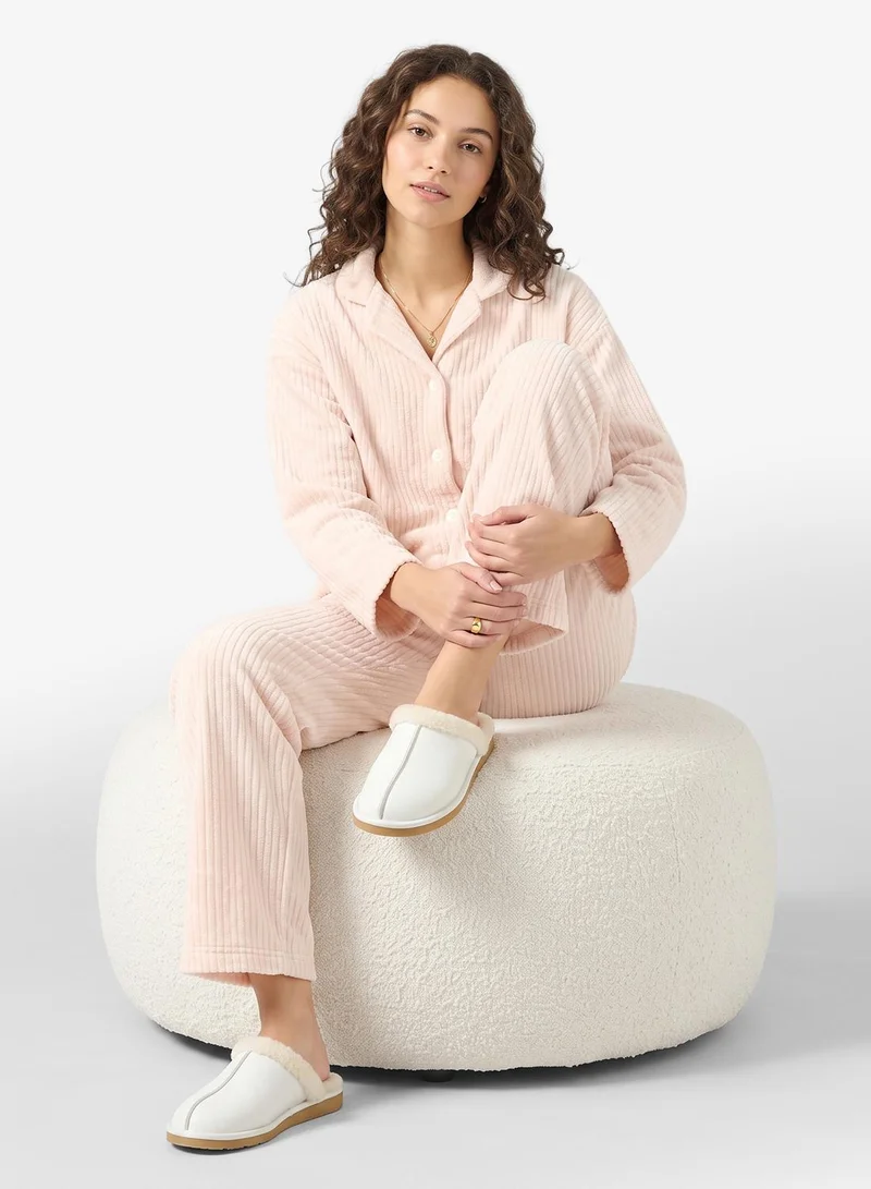 Ginger Cozy Velour Ribbed Loungewear Pyjama Set