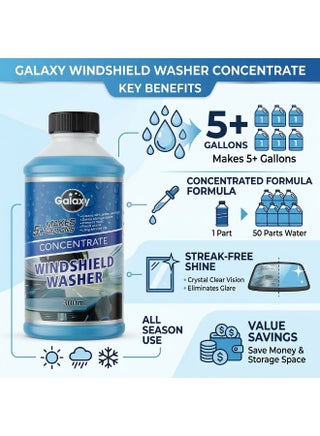 Windshield Washer Concentrate 300ml - Makes 5+ Gallons - Professional Streak-Free Formula - All Season Glass Cleaner - Bug & Dirt Remover for Cars, Trucks & SUVs - view 3