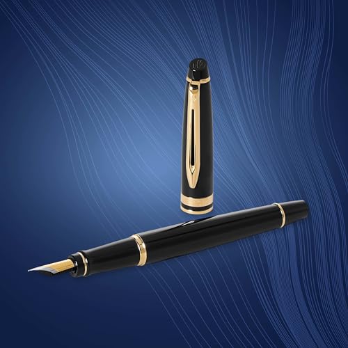 Waterman Expert Fountain Pen, Gloss Black with 23k Gold Trim, Medium Nib, Luxury Pen in Gift Box, Fountain Pen for Writing - Image 5