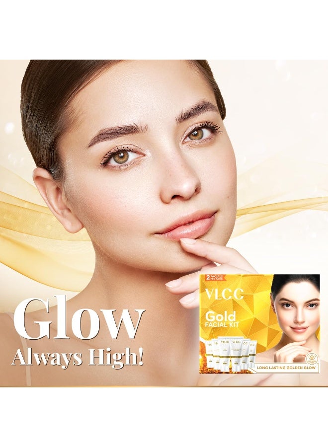 VLCC Gold Facial Kit, Bright & Glowing Skin - 60g | Pamper your Skin for a Luminous Glow | Parlour Glow with 24K Gold Bhasma, Rose Extracts, Turmeric & Aloe Vera. - Image 5