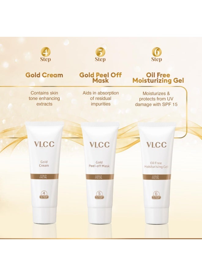 VLCC Gold Facial Kit, Bright & Glowing Skin - 60g | Pamper your Skin for a Luminous Glow | Parlour Glow with 24K Gold Bhasma, Rose Extracts, Turmeric & Aloe Vera. - Image 3