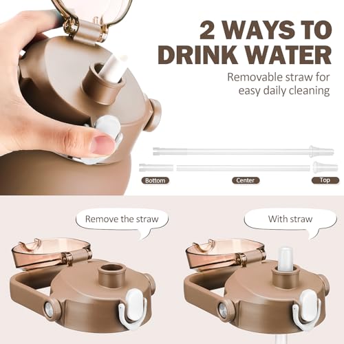 kytffu 42oz Glass Water Bottles with Straw, Motivational Glass Bottle with Silicone Sleeve and Time Marker, Leakproof Large Glass Water Jug for Gym Home Office,Amber - Image 4