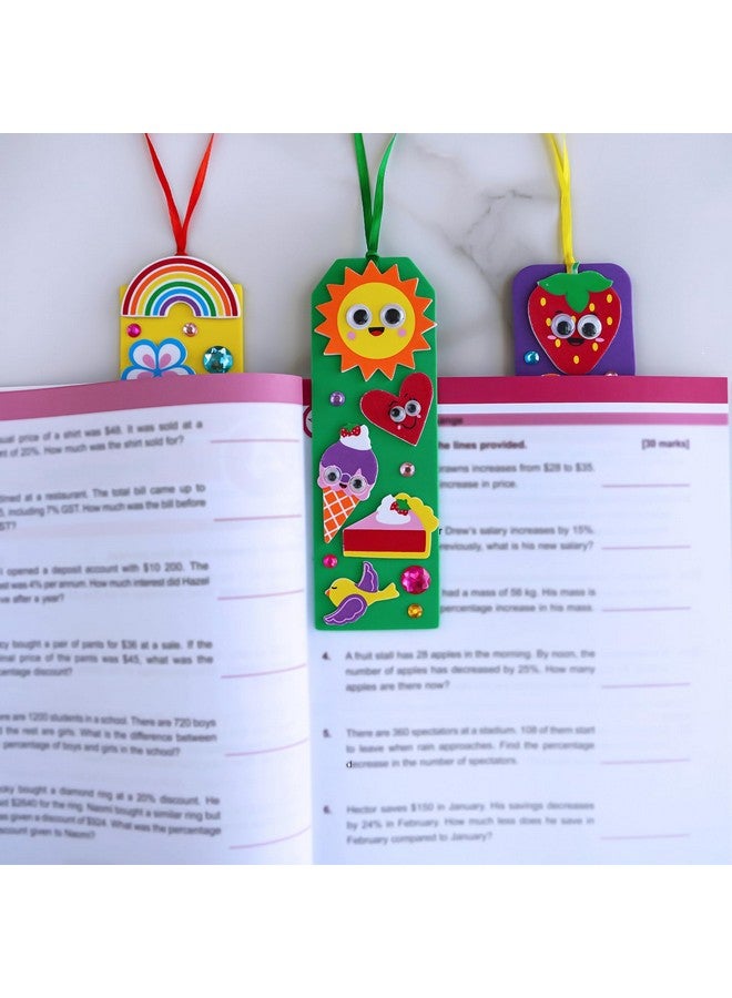 Winlyn 36 Sets Cute Crafts Kits DIY Colorful Whimsical Bookmarks Decorations Art Sets Fruits Sweet Treats Animals Sun Rainbow Foam Stickers for Kids Classroom Activities Reading Rewards Party Favors - Image 3