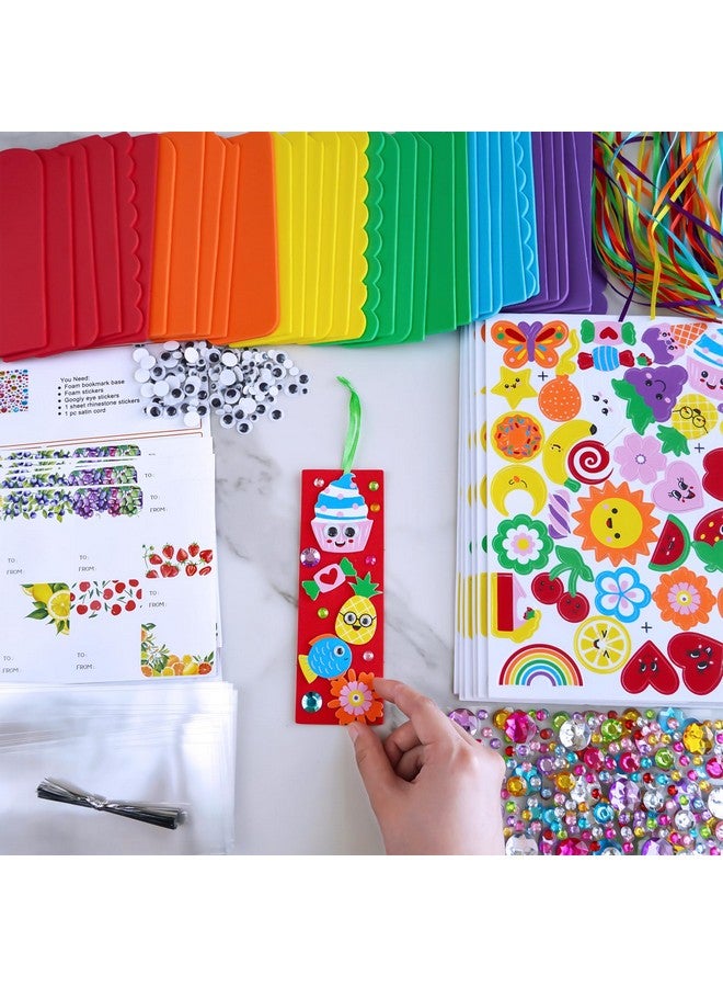 Winlyn 36 Sets Cute Crafts Kits DIY Colorful Whimsical Bookmarks Decorations Art Sets Fruits Sweet Treats Animals Sun Rainbow Foam Stickers for Kids Classroom Activities Reading Rewards Party Favors - Image 2