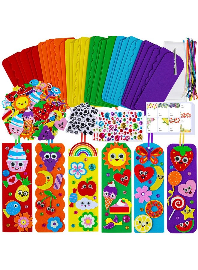 Winlyn 36 Sets Cute Crafts Kits DIY Colorful Whimsical Bookmarks Decorations Art Sets Fruits Sweet Treats Animals Sun Rainbow Foam Stickers for Kids Classroom Activities Reading Rewards Party Favors - Image 1