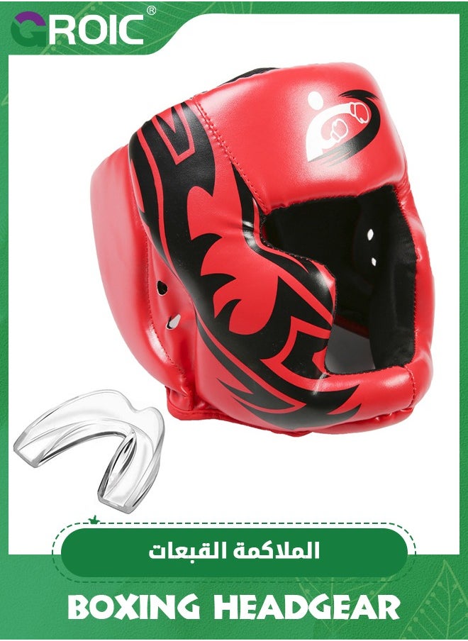 GROIC - Boxing Headgear, Boxing Helmet & Mouth Guard, Head Gear for MMA Kickboxing Karate Taekwondo Muay Thai Sparring & Training, Martial Arts Helmet, Fighting Sparring Headgear Fits Adults Youth Head Guard - Image 1