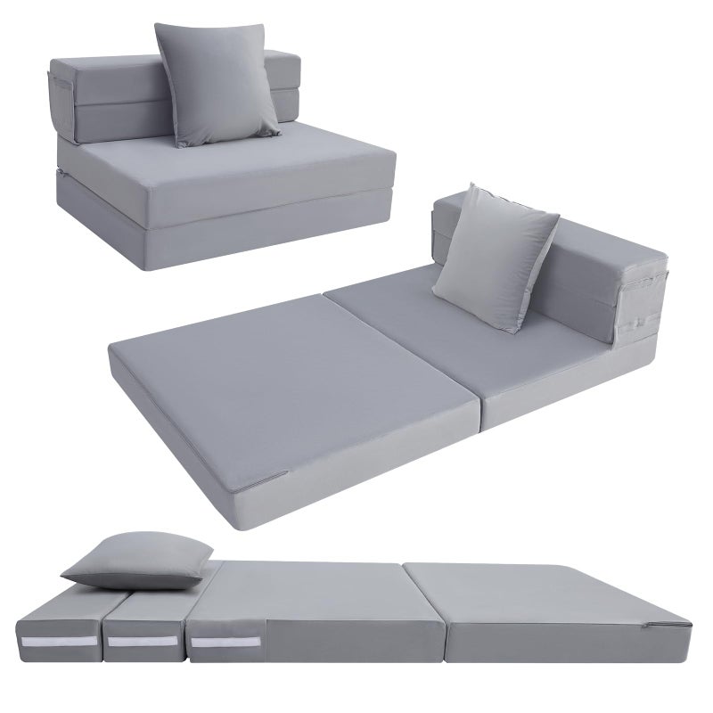 MeMoreCool Folding Mattress Single High Density Foam Fold Out Sofa Chair Z Bed Foldable Floor Futon Mattress Floor Lounger Guest Sofa Bed Folding Couch for Sleeping Camping Travel 12cm thick