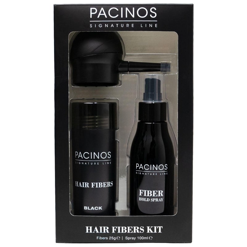 Pacinos Hair Fiber Kit - Conceal Thinning Hair Instantly with Fiber Hold Spray - Black - Image 2
