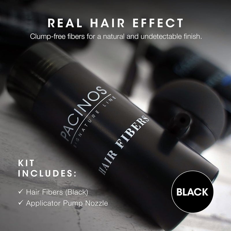 Pacinos Hair Fiber Kit - Conceal Thinning Hair Instantly with Fiber Hold Spray - Black - Image 5