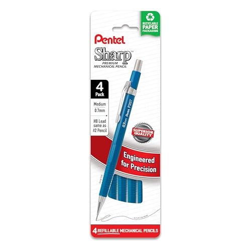 Pentel Sharp Mechanical Pencil, (0.7mm), Medium Line, Blue Barrel, Pack of 4 (P207PF4C) - Image 1