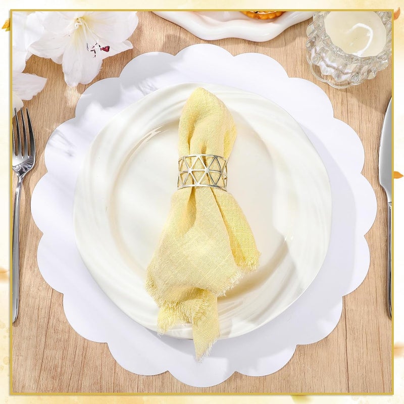 NatNarr 60 Pcs White Paper Placemats, 13.5 Inch Disposable Scalloped Placemat Disposable Table Place Mats Decorative Paper for Birthday Wedding Bridal Shower Holiday Party - Image 4