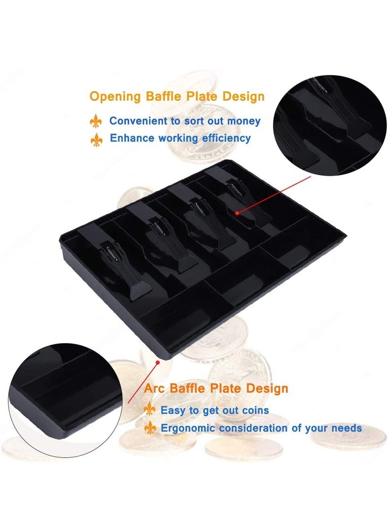 ZSIGNS ZSIGNS ABS Plastic cash drawer organizer tray cashier drawer box with coin slot bill counter cash box with 5 Bills 4 Coins for Petty Cash Money Storage Box 4 Slot 3 Coins  - Image 5