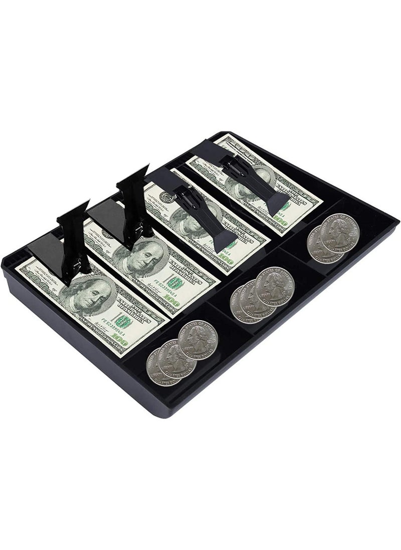 ZSIGNS ZSIGNS ABS Plastic cash drawer organizer tray cashier drawer box with coin slot bill counter cash box with 5 Bills 4 Coins for Petty Cash Money Storage Box 4 Slot 3 Coins  - Image 1