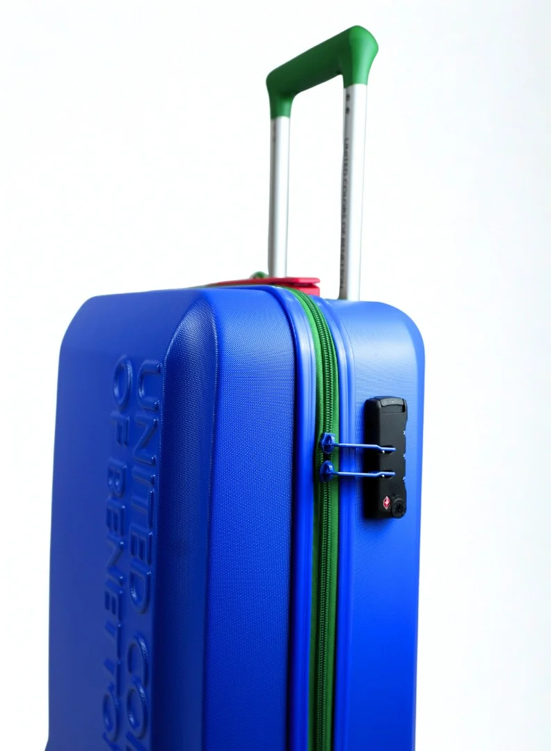 UNITED COLORS OF BENETTON BNTA-203X 28 Inch- Checked Luggage with TSA Lock| Material- Acrylonitrile Butadiene Styrene| Adjustable Trolley Handle | Smooth Dual Wheels 360degree rotate| BLUE