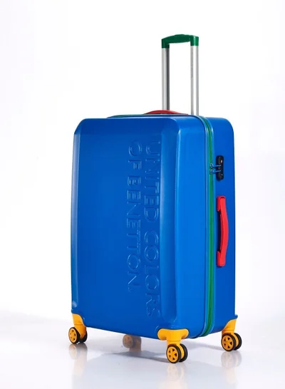 UNITED COLORS OF BENETTON BNTA-203X 28 Inch- Checked Luggage with TSA Lock| Material- Acrylonitrile Butadiene Styrene| Adjustable Trolley Handle | Smooth Dual Wheels 360degree rotate| BLUE