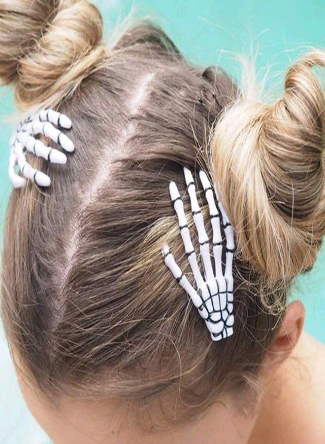 HOFASON 20 Pcs Halloween Skeleton Hair Claw Clips, 10 Colors Skull Hands Bone Hair Clip Accessories Gifts for Women Girls Party Hair Pins Barrettes Decoration - Image 2