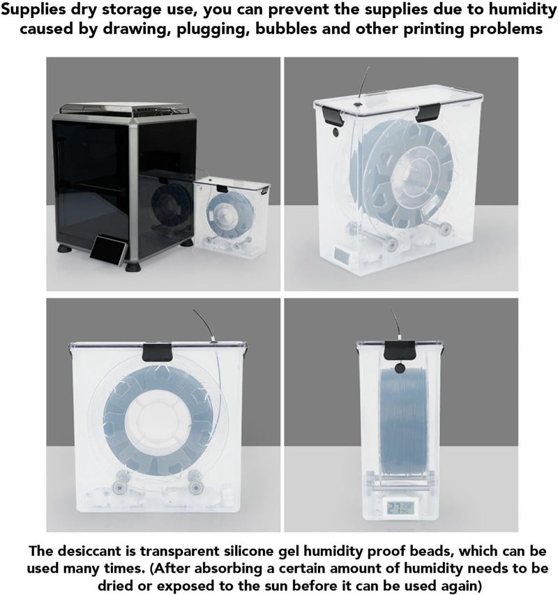Luocute 3D Printing Filament Dryer Box, Large Capacity 1KG Bearing Rolling Bracket Filament Storage Sealing Box with Thermohygrometer for PLA ABS PETG TPU 1.75mm 2.85mm 3.00mm - Image 5