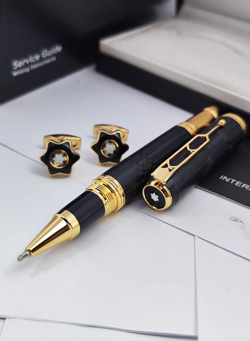 Mint black pen and cufflink with a luxurious design