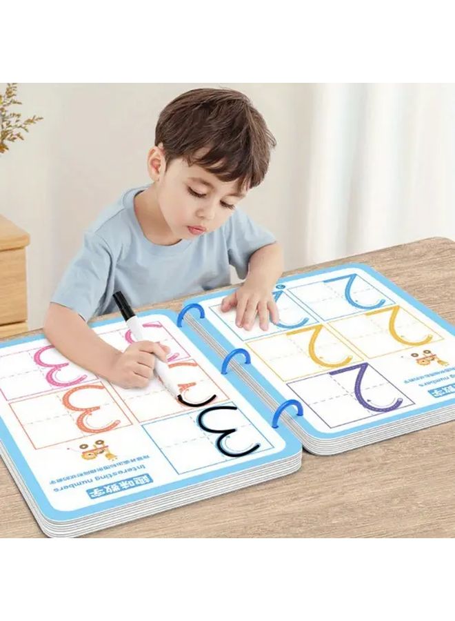 دفتر تمرين تحكم قلم قابل لإعادة الاستخدام 96 صفحة 8 أقلام نموذج أزرق CT 96KBHZ يعزز التنسيق بين اليد والعين مهارات الكتابة - Image 2