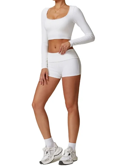 KAWN.YOGA Womens Mid Waist Contour Workout Sport Yoga Shorts