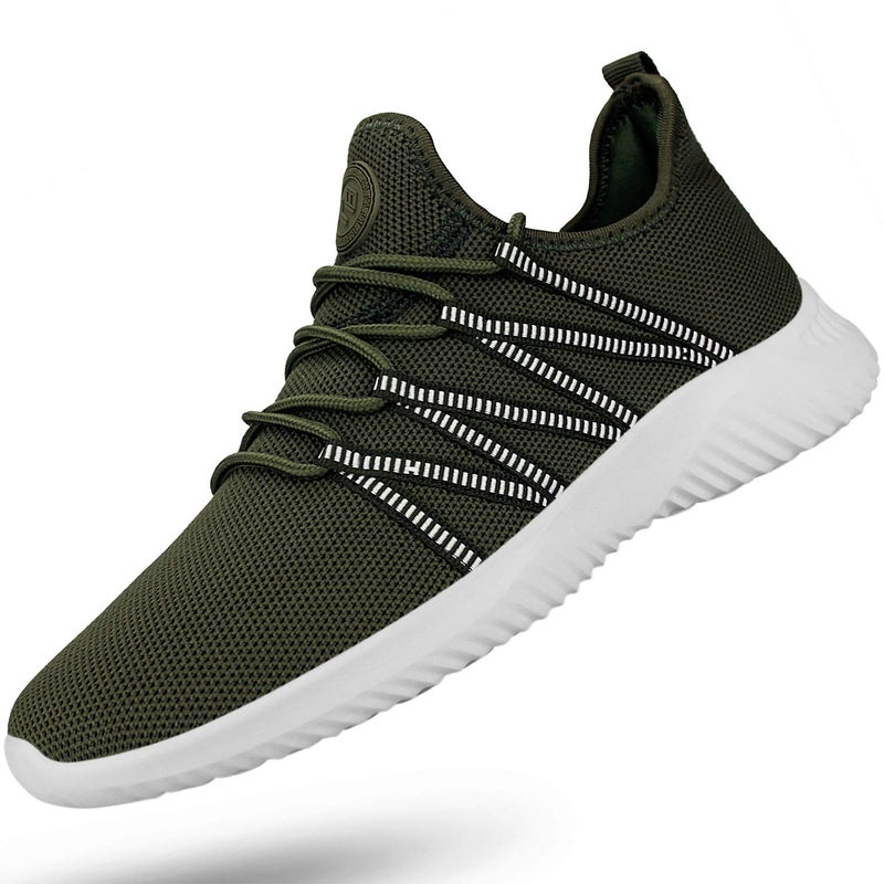 Feethit Mens Slip On Running Shoes Breathable Lightweight Comfortable Fashion Non Slip Sneakers for Men Green Size 9.5