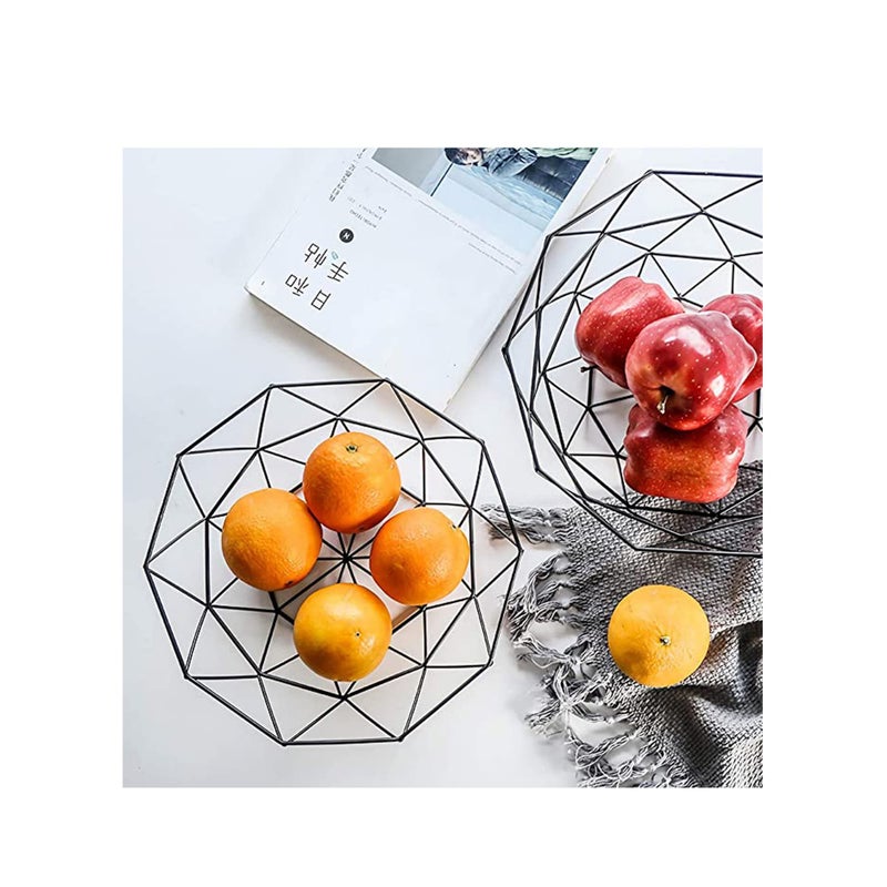 SOLARAE Metal Wire Fruit Bowl, 2 Pack Storage Baskets for Fruit, Vegetables, Snacks, Potpourris for Iron Fruit Storage Baskets for Kitchen Counter, Home Decor - Image 2