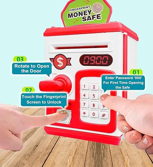 Smartcraft Money Safe ATM Bank with Music Light | Safe Password Protection, Fingerprint Inouction Deposit ATM Toy, Saving Bank Toys for Kids - Image 5