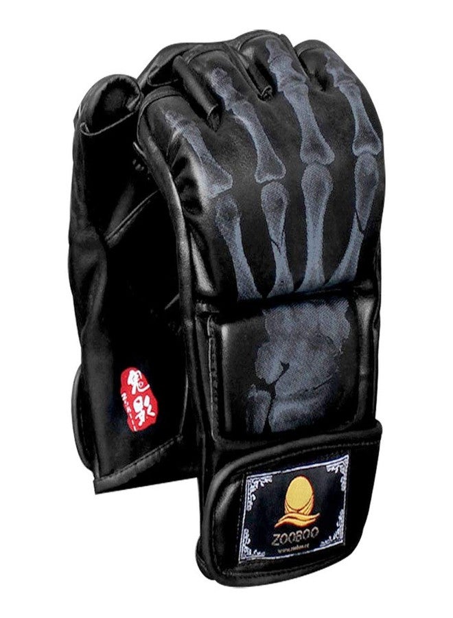 ZooBoo MMA Gloves, Half-Finger Boxing Fight Gloves MMA Mitts with Adjustable Wrist Band for Sanda Sparring Punching Bag Training (Black) - Image 1