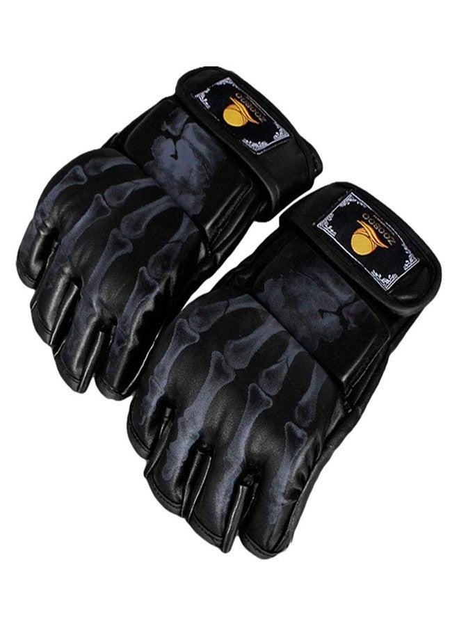 ZooBoo MMA Gloves, Half-Finger Boxing Fight Gloves MMA Mitts with Adjustable Wrist Band for Sanda Sparring Punching Bag Training (Black) - Image 3