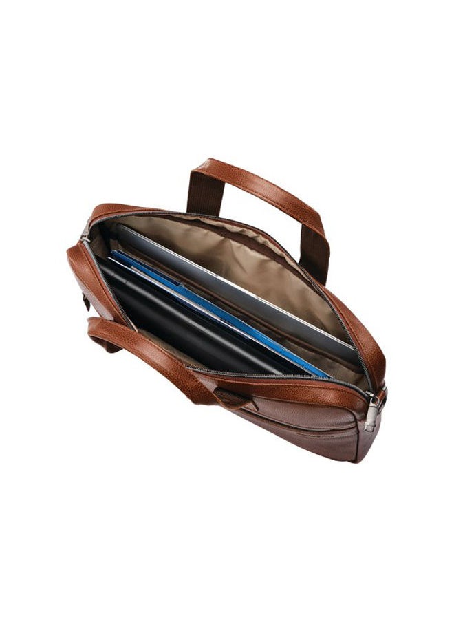 Samsonite - Classic Leather Slim Briefcase Laptop Bag Brown - Image 1