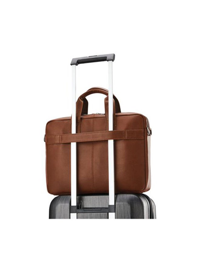 Samsonite - Classic Leather Slim Briefcase Laptop Bag Brown - Image 1