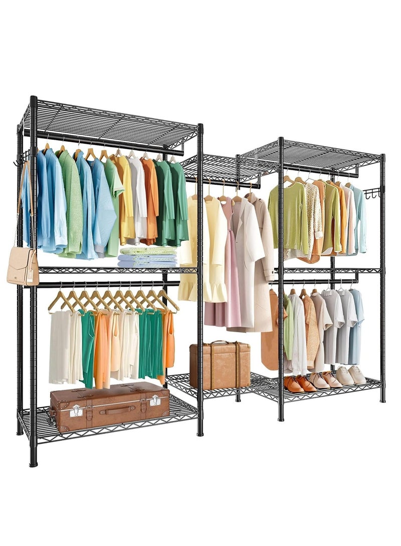 فورثكان علاق ملابس معدني متين، خزانة مستقلة لتعليق الملابس وتخزينها (أسود، ‎190×45×195 سم) - Image 1