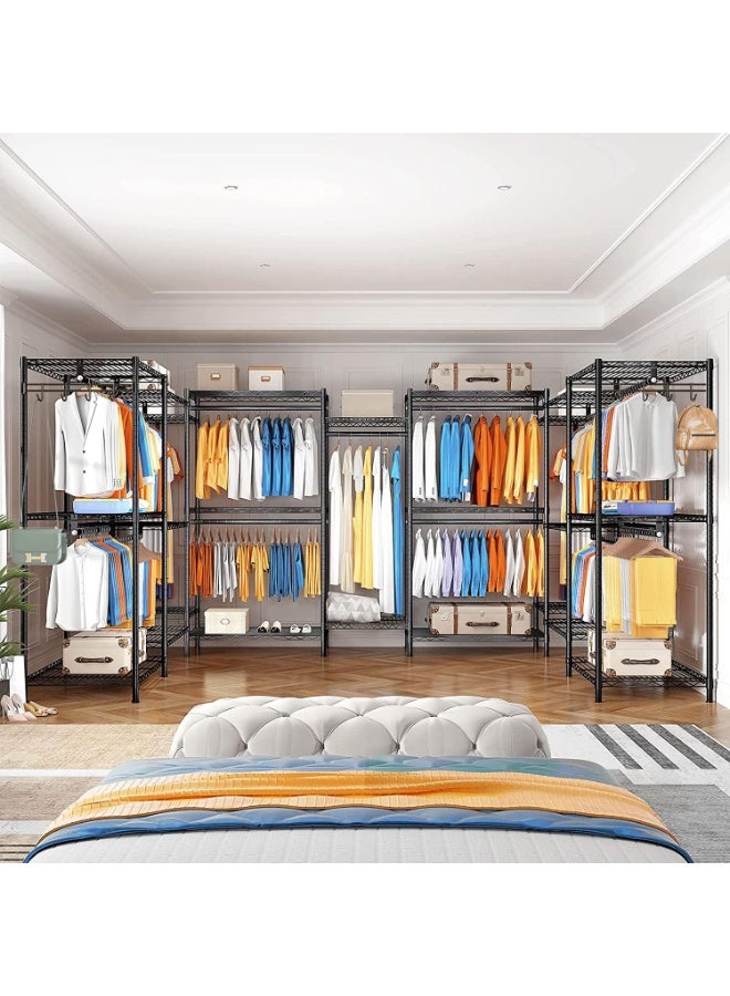 فورثكان علاق ملابس معدني متين، خزانة مستقلة لتعليق الملابس وتخزينها (أسود، ‎190×45×195 سم) - Image 4