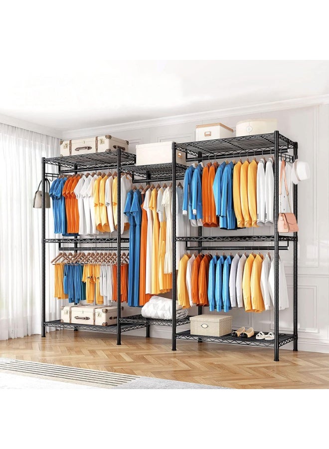 فورثكان علاق ملابس معدني متين، خزانة مستقلة لتعليق الملابس وتخزينها (أسود، ‎190×45×195 سم) - Image 5