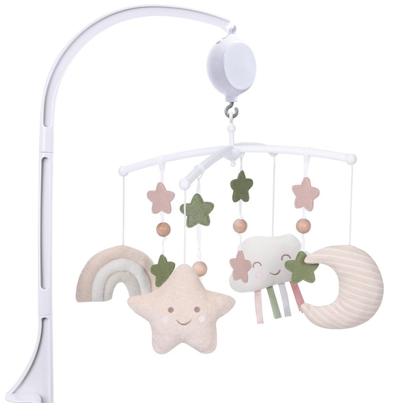 COTTONBEBE Crib Mobile 35 Lullaby Muisc Organic Cotton Baby Mobiles for Cribs  Pack N Play Easy to Install Stuffed Animals Hanging Toys Newborn Boys  Girls Star Nursery Decor - Image 1