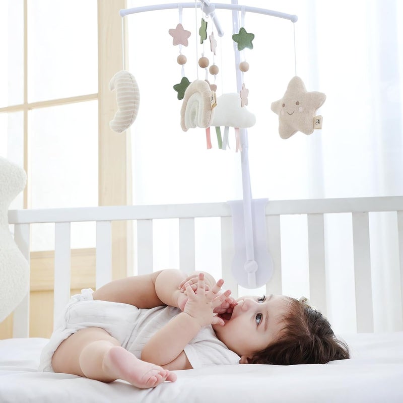 COTTONBEBE Crib Mobile 35 Lullaby Muisc Organic Cotton Baby Mobiles for Cribs  Pack N Play Easy to Install Stuffed Animals Hanging Toys Newborn Boys  Girls Star Nursery Decor - Image 2
