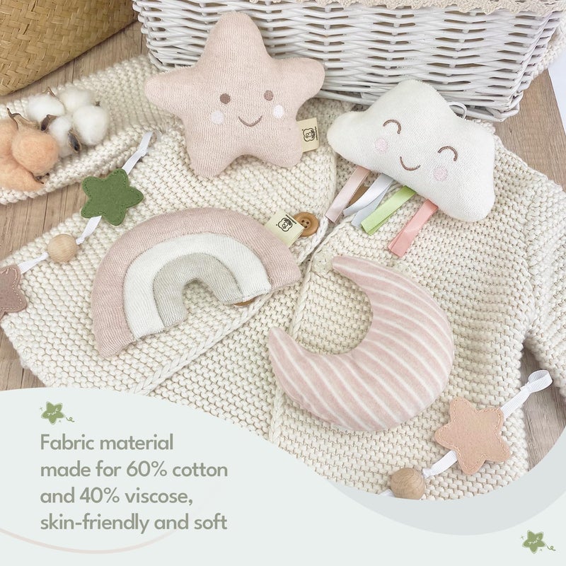 COTTONBEBE Crib Mobile 35 Lullaby Muisc Organic Cotton Baby Mobiles for Cribs  Pack N Play Easy to Install Stuffed Animals Hanging Toys Newborn Boys  Girls Star Nursery Decor - Image 5