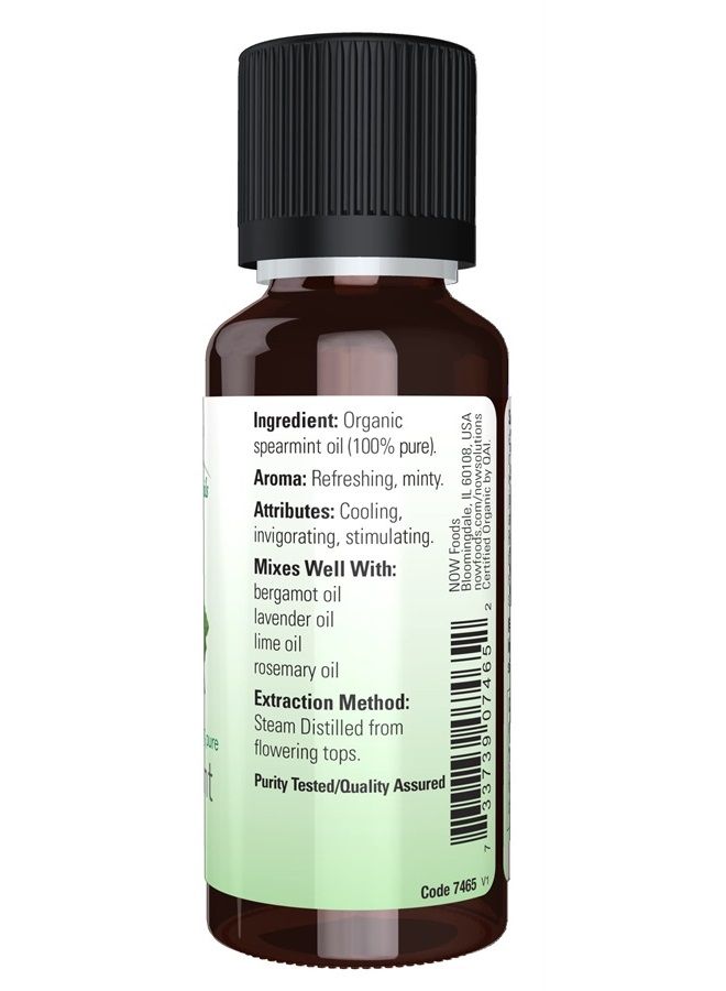 now Essential Oils, Organic Spearmint Oil, Stimulating Aromatherapy Scent, Steam Distilled, 100% Pure, Vegan, Child Resistant Cap, 1-Ounce  - Image 2