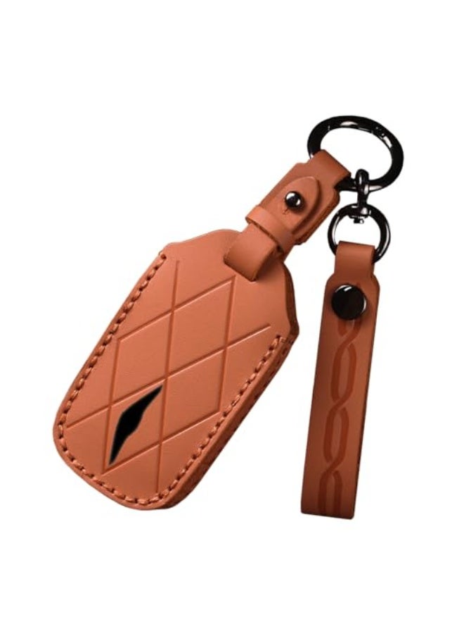 7 Buttons Premium Leather Key Fob Cover Protector Compatible with Genesis GV70 GV80 G80 G90 2024 2025 Accessories, Full Protection Key Case Shell with Keychain - Image 1