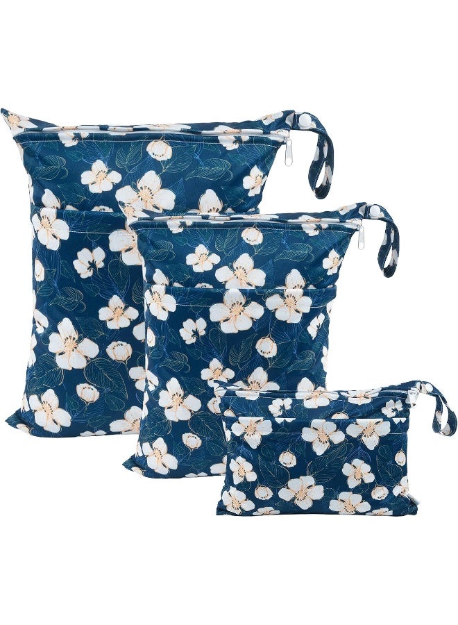 Babygoal Wet Dry Bags for Baby Cloth Diapers, Washable Travel Bags, Beach, Pool, Gym Bag for Swimsuits & Wet Clothes with Two Zippered Pockets 3 Pack(S,M,L), 3SML02 - Image 1