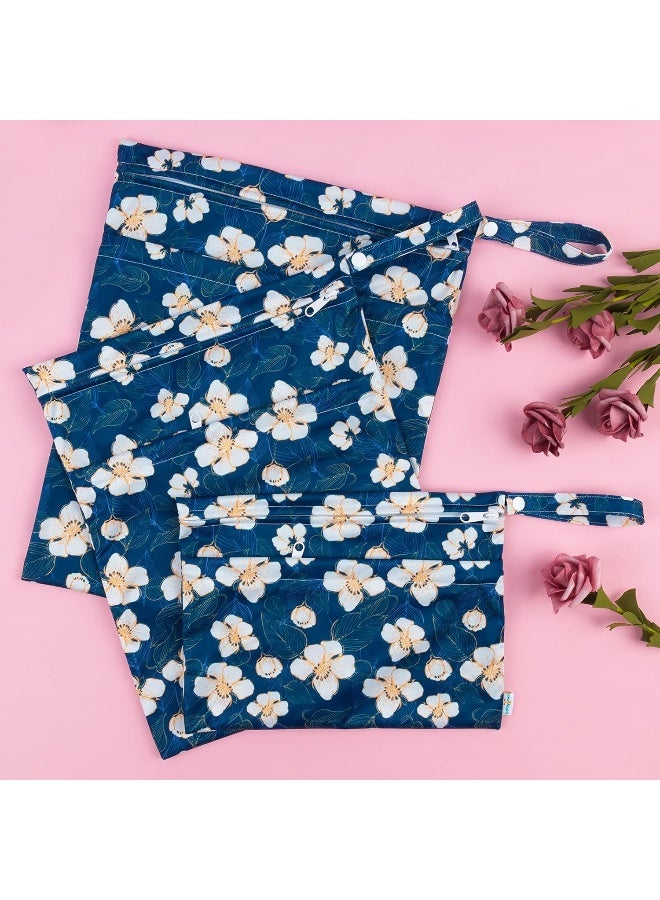 Babygoal Wet Dry Bags for Baby Cloth Diapers, Washable Travel Bags, Beach, Pool, Gym Bag for Swimsuits & Wet Clothes with Two Zippered Pockets 3 Pack(S,M,L), 3SML02 - Image 3