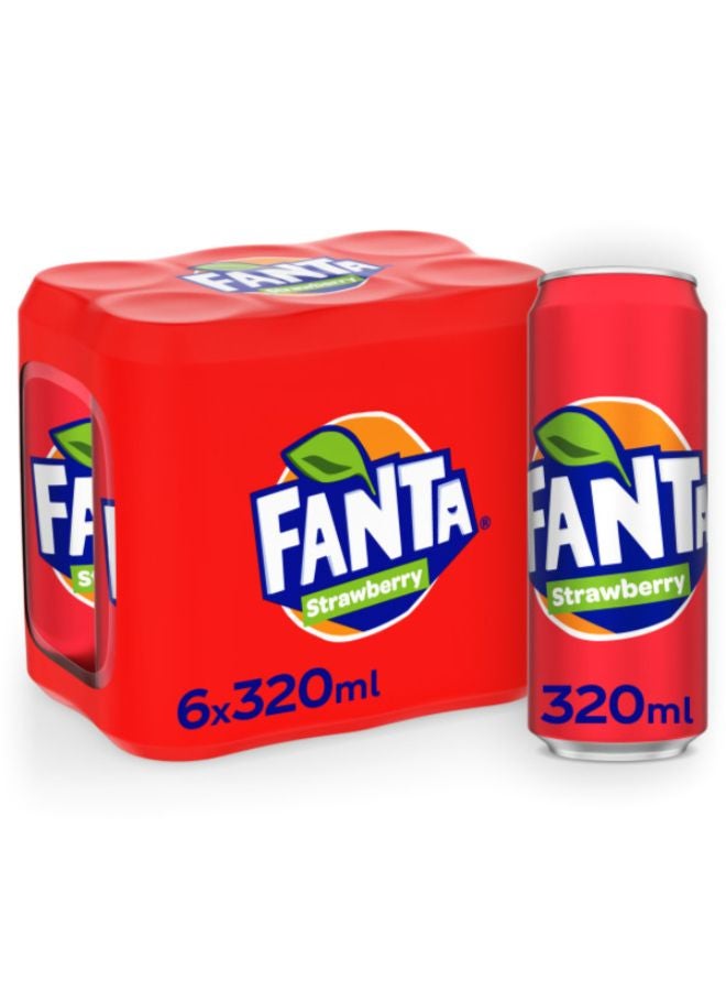 Fanta Strawberry Carbonated Soft Drink Cans 6 x 320ml - Image 2