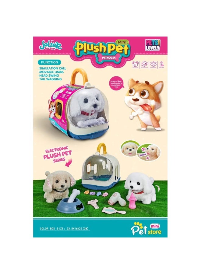 Jolier Fun Toys Mini plush Pet With Pethouse Dog With Transport Cage - No: MC-1041 - Image 3