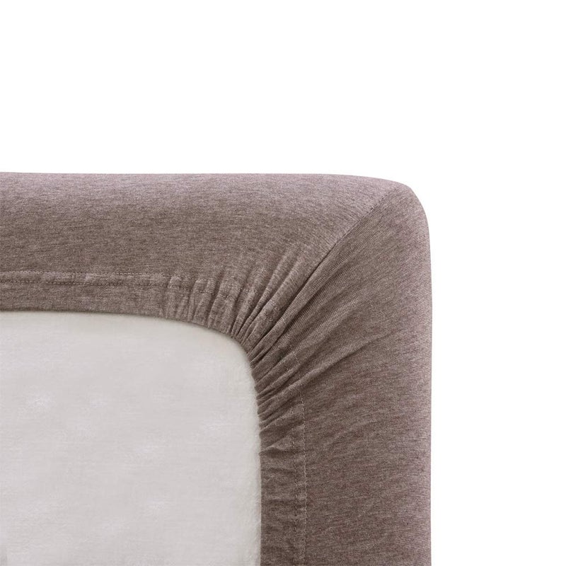 PURE ERA Jersey Knit Cotton Fitted Bottom Sheet ONLY (No Flat Sheet or Shams) - Deep Pocket 15" to 20" Ultra Soft Comfy Breathable Brown Queen - Image 4