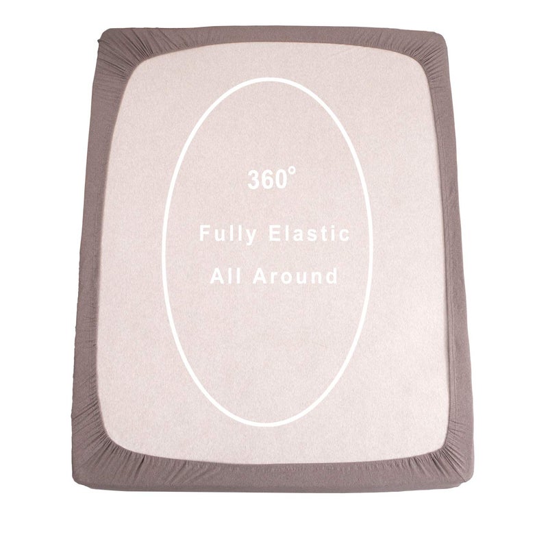 PURE ERA Jersey Knit Cotton Fitted Bottom Sheet ONLY (No Flat Sheet or Shams) - Deep Pocket 15" to 20" Ultra Soft Comfy Breathable Brown Queen - Image 3